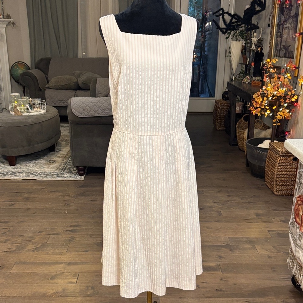 TalbotsPink and white Striped Midi Dress